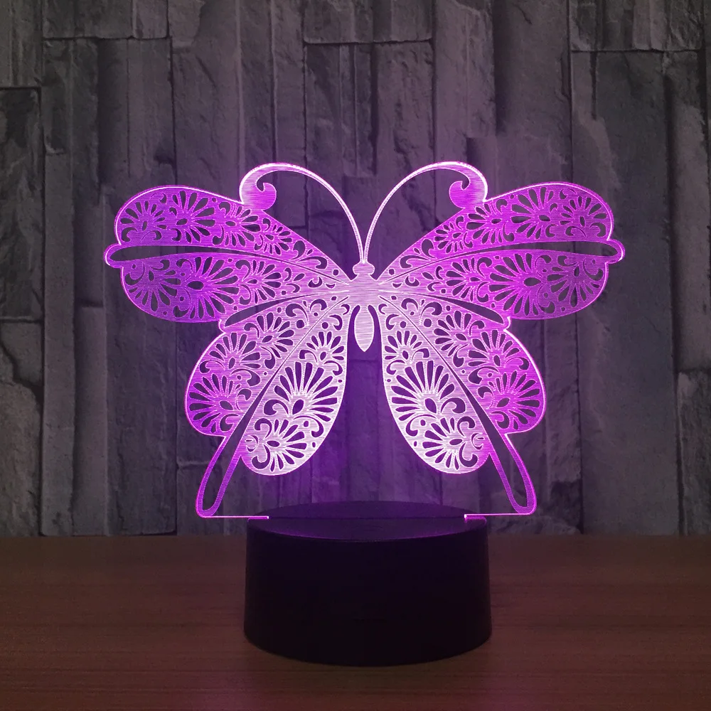 Светодиодный ночник с бабочкой 7 цветов рождественский подарок игрушки Usb