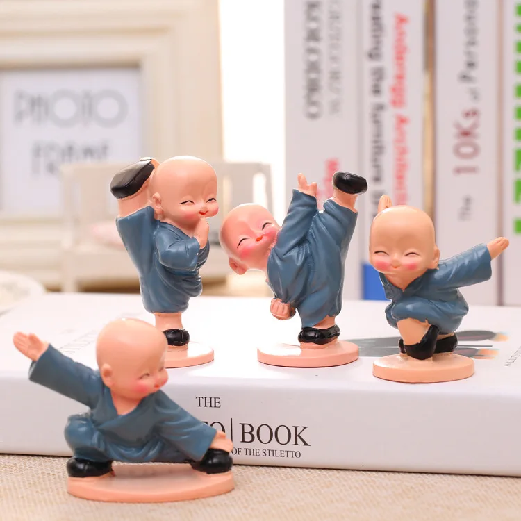 4 шт./компл. украшение для дома в монах кунг-фу из смолы автомобиля чайный питомец |