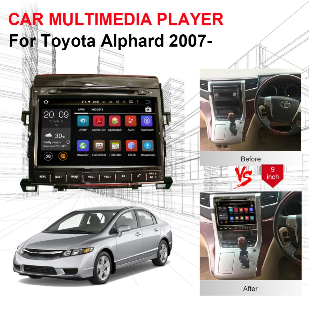 2 Din Android 8 0 Восьмиядерный 4 Гб RAM автомобильный CD DVD мультимедийный плеер для Toyota