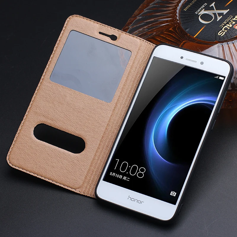 Чехол из натуральной кожи с откидной крышкой для huawei honor 8 lite чехол задней на окно