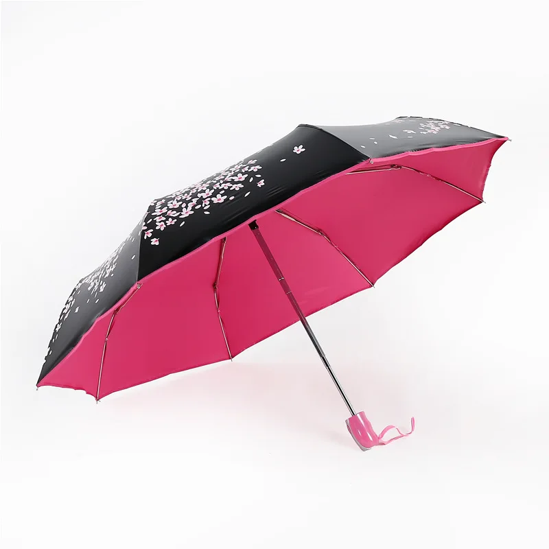 rose red Cherry Blossom Зонт от дождя женский Автоматический складной с черным покрытием анти-УФ Сакура цветок зонтик женский мужской солнцезащитный зонтик - Цвет: rose red