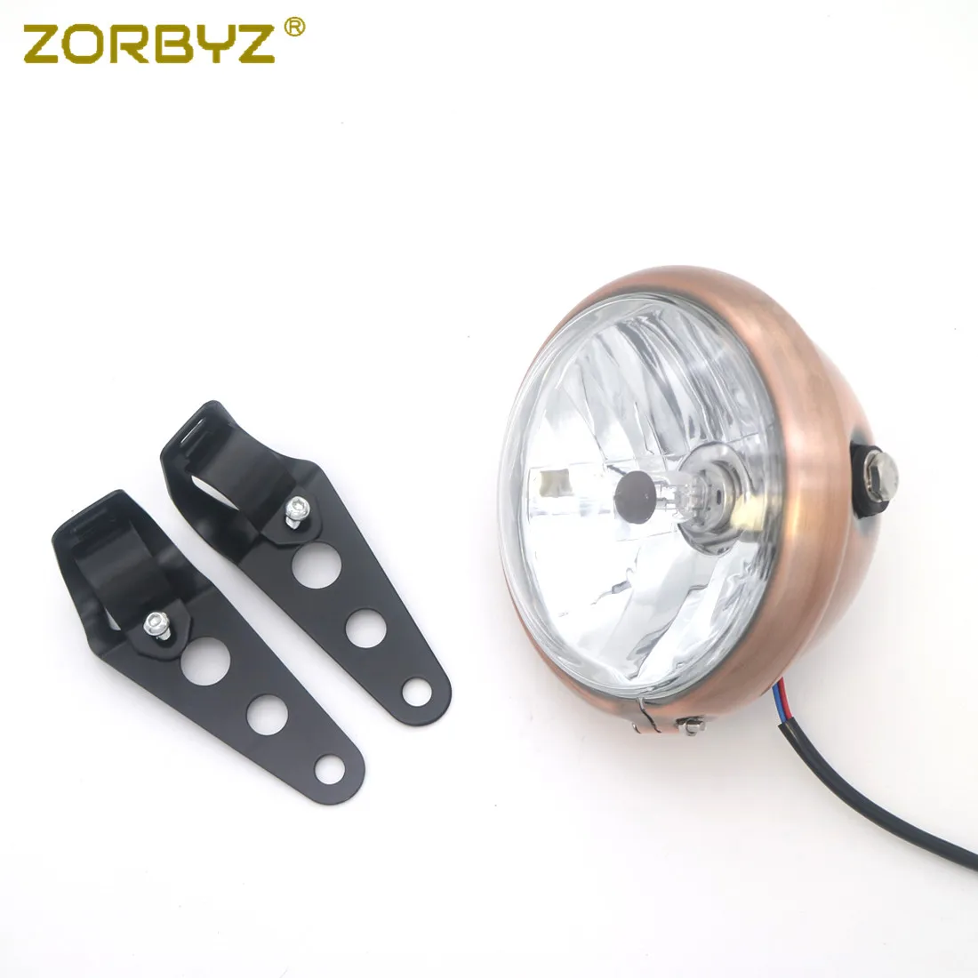 Light And Bracket ZORBYZ мотоцикл Медь металлический H4 передняя фара& 28-43 мм вилочное крепление кронштейн для кафе, Рейсер, чоппер поплавок на заказ - Цвет: Light And Bracket