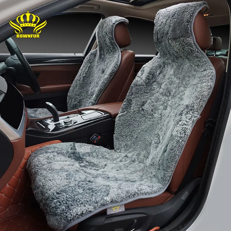 ROWNFUR брендовые универсальные чехлы для сидений автомобиля из овчины, меховая подушка для сидения, 2 шт., автомобильное переднее сиденье или 1 шт. заднее сиденье, автомобильные аксессуары
