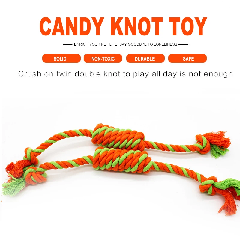Хлопок собачий щенок веревка игрушка узел Жевательные Зубы чистящие игрушки для