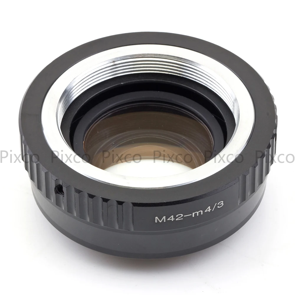 Pixco M42-M 4/3 фокусный редуктор скорости усилитель адаптер M42 объектив для камеры Micro 4/3+ крышка объектива камеры u-зажим+ ремни для камеры