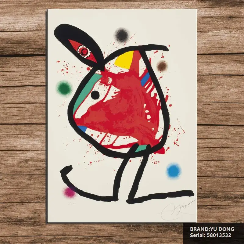 JOAN MIRO -LE GUERRIER MONGOL.tif Cartoon Abstract oil Painting Drawing art Spray Unframed Canvas Frameless room wine 58013532 | Дом и сад
