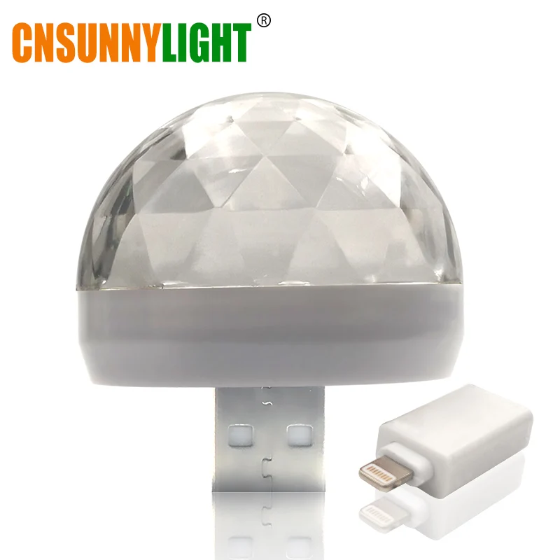 White Apple plug CNSUNNYLIGHT LED Car USB Atmosphere Light DJ RGB Mini Colorful Music Sound Lamp USB-C Phone Surface for Festival Party Karaoke - Испускаемый цвет: White Apple plug