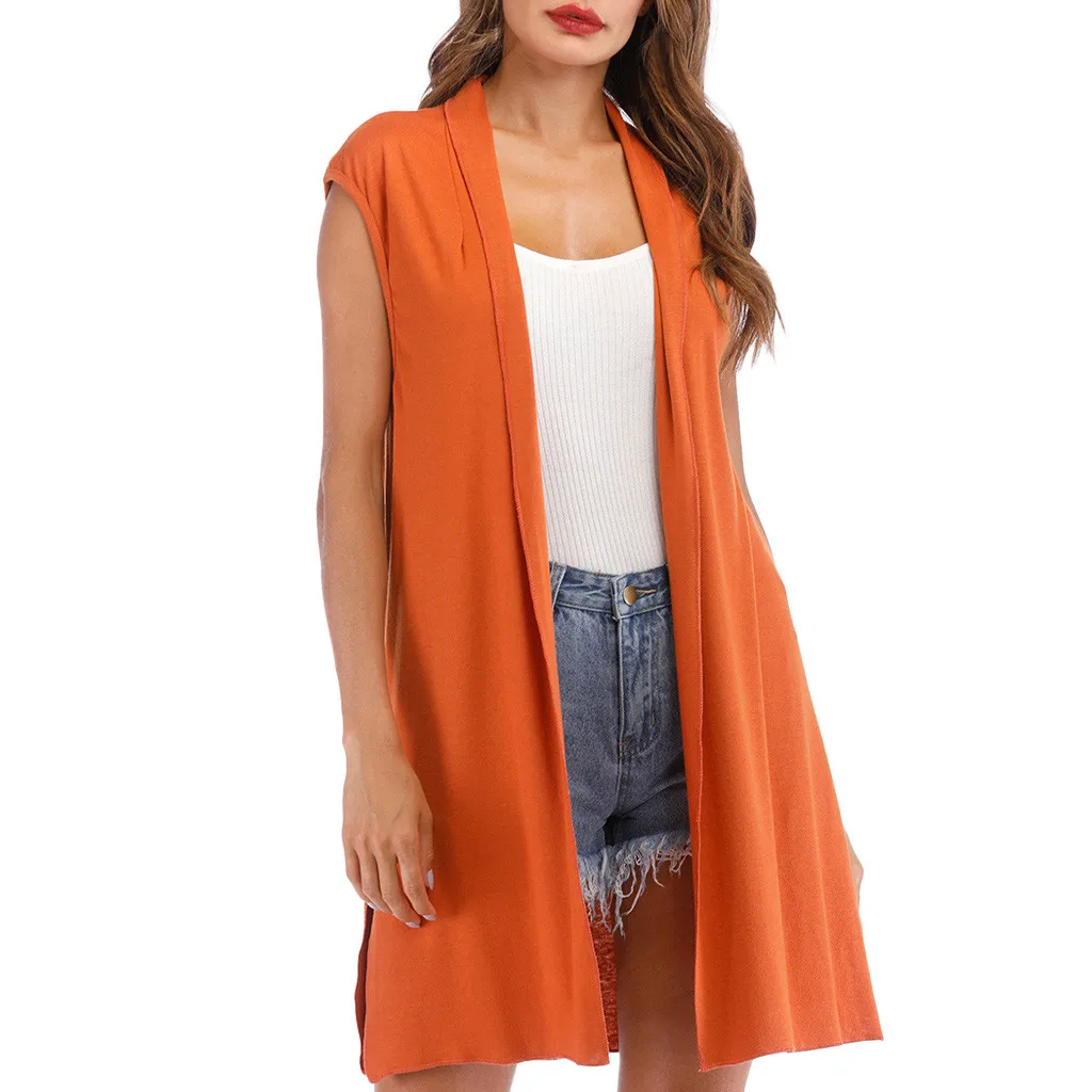 HSU 2019 New Arrival Fashion Summer Women Coat Sleeveless Soild Slim Body Pure color Medium Long for Ladies Femme Hot | Женская одежда