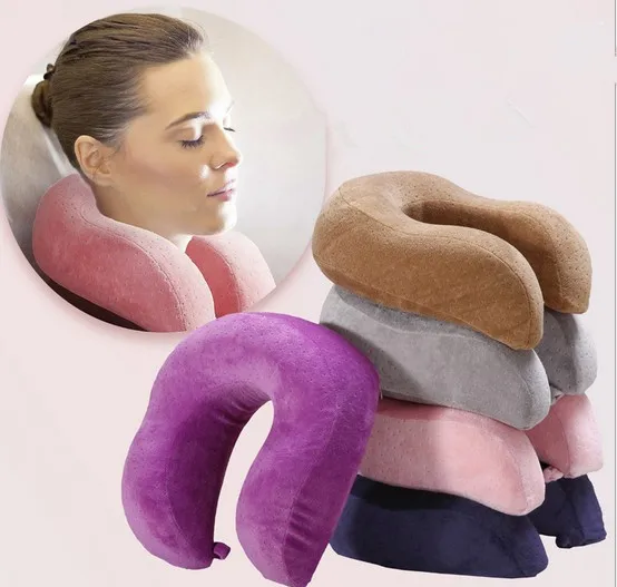 

1PC U Shaped Slow Rebound Memory Foam Pillow Travel Neck Pillows Health Care Headrest For Office Car Flight Traveling OU 027