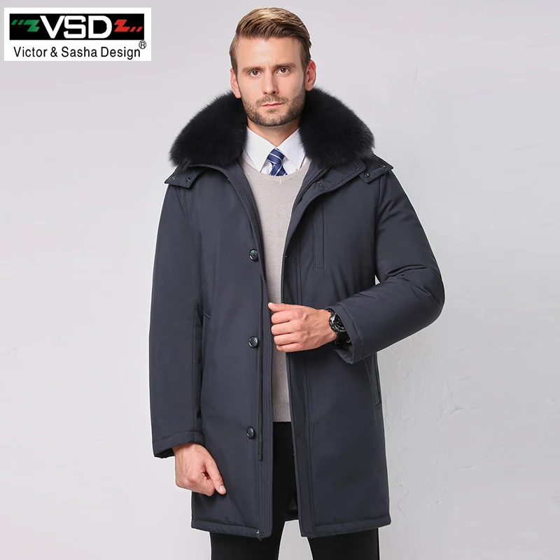 Gray VSD модные зимние куртки для мужчин теплые пуховое пальто Одежда для пап мужские парки утолщение лайнер Съемная водолазка ветрозащитный сдержан - Цвет: Gray