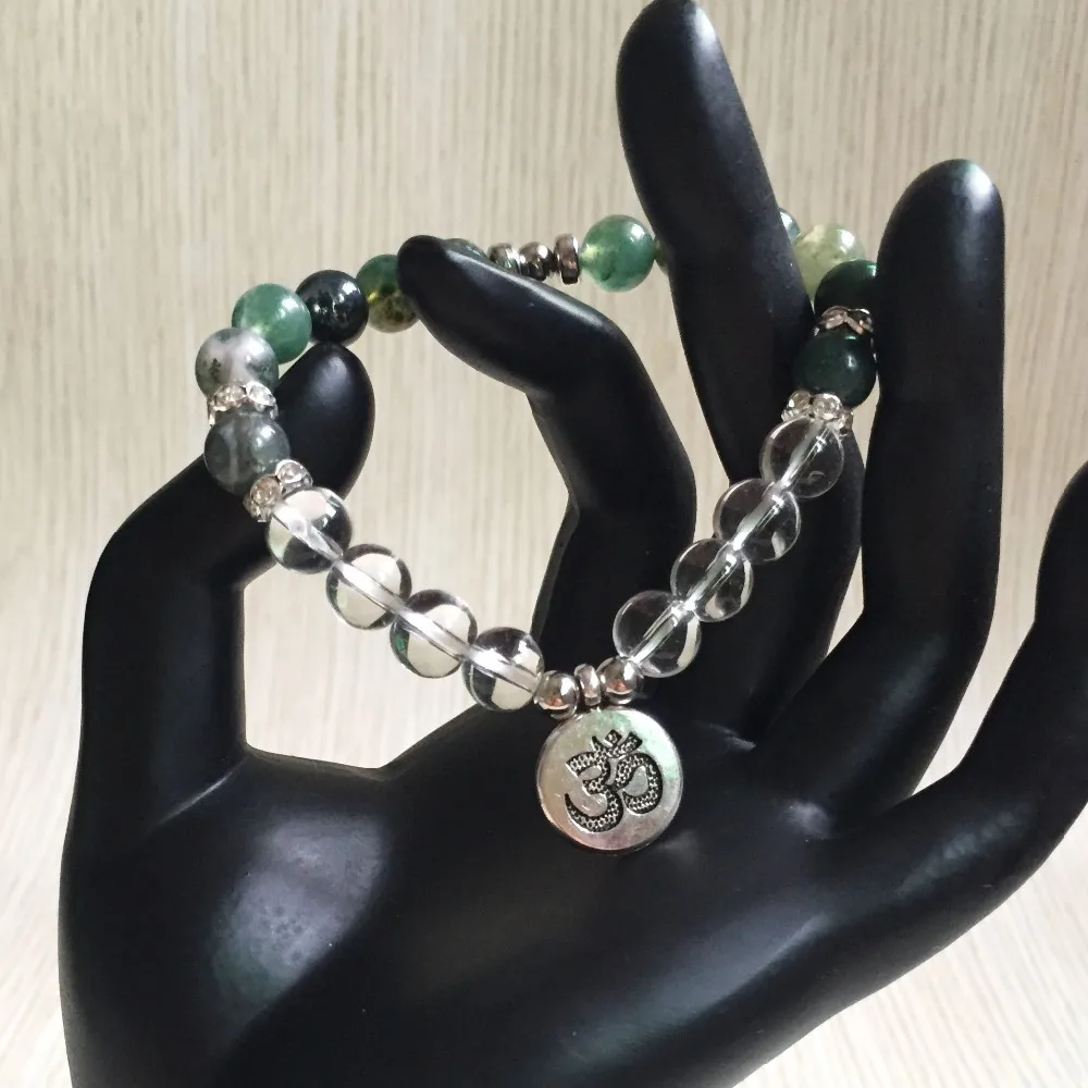 Натуральный агатовый браслет OM 3D кулон для женщин браслеты на запястье молитва