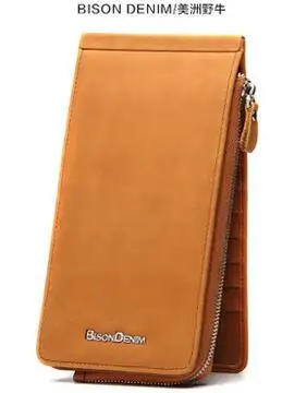 Scrub yellow Известных брендов BISON DENIM мужской кошелёк бумажник портмоне мужское натуральная кожа сумки мужские бизнес повседневная мужские кошельки визитница кошелек кожа мужской мода кашельки с бесплатной доставкой - Цвет: Scrub yellow