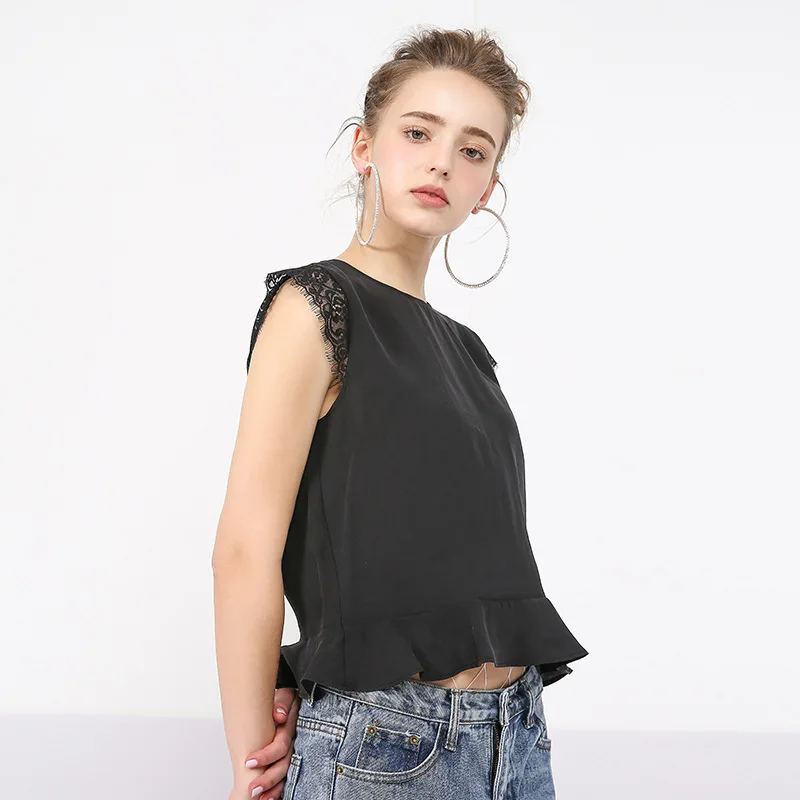 Женские шифоновые блузки с открытой спиной Bootyjeans черные открытые Блузы подолом и