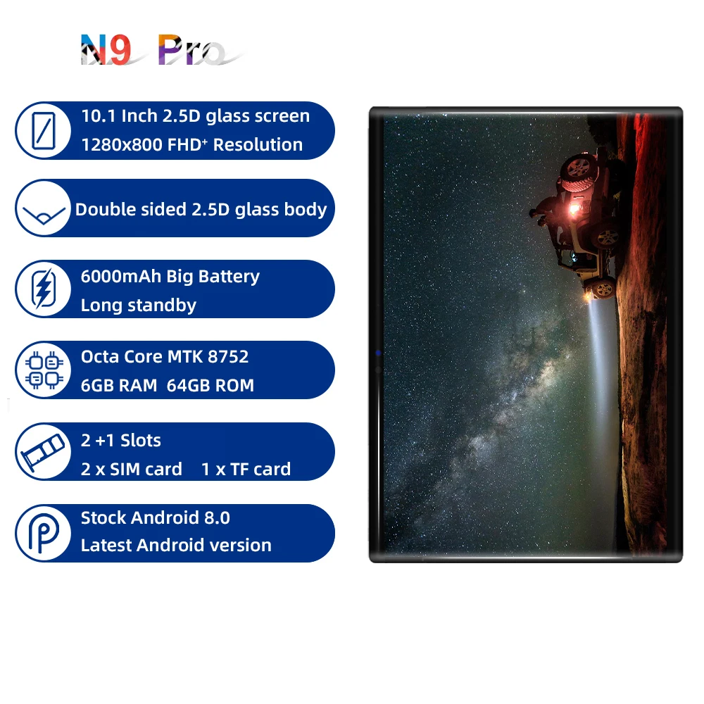 the tablet 10.1 inch android 8.0 3G 4G lte Dual SIM Call Phone Tablets Pc 6GB 64GB for Gaming computer