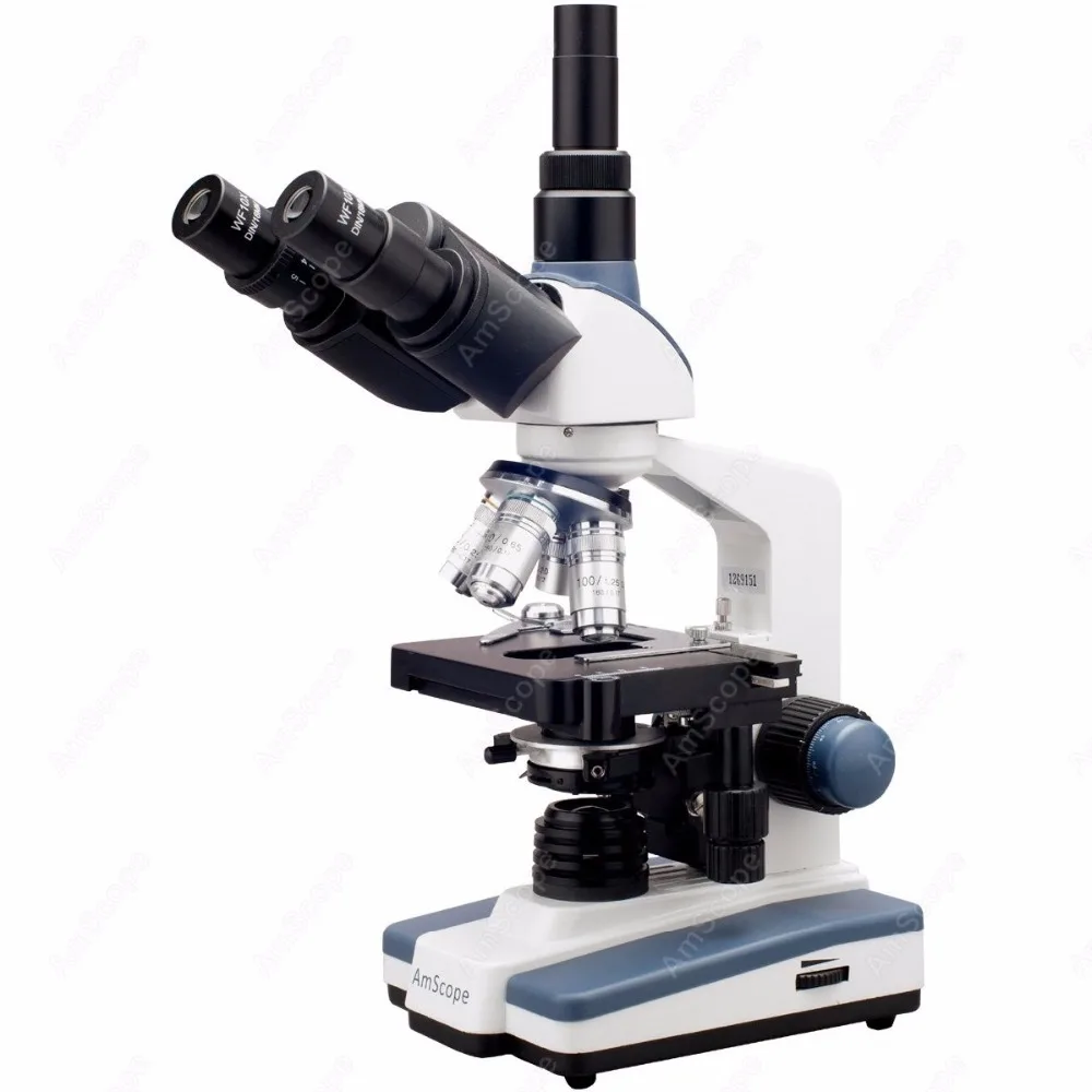 

Лабораторный Тринокулярный композитный микроскоп AmScope 40X-2500X светодиодный 3D 2-слойной механической сценой или отправка из Нидерландов