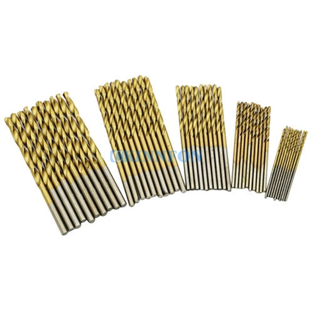 

DHL 50Set 50PCS/Set New Typical Rotary Tools Titanium Coated 1/1.5/2/2.5/3mm High Speed Steel HSS Drill Bit