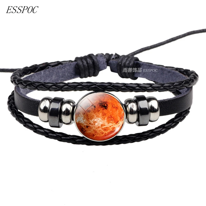 Ювелирные изделия Venus Galaxy Вселенная космос планета панк плетеный кожаный черный