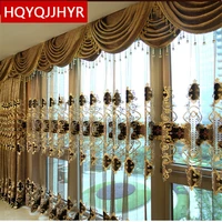 european luxury king queen brown embroidered gold curtains for the living room with the sheer luxury hotels suitable for bedroom