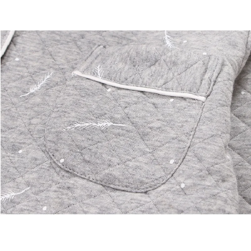 Autumn Men Pajamas Set Pure Cotton Regular Full Sleeve Couples Pijama hombre Casual Clothing Feathers Printed Women Sleepwear