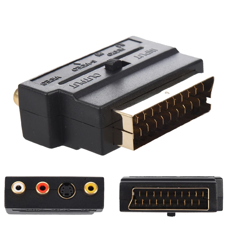1 шт. RGB Scart адаптер для композитного RCA + S Video AV TV аудио видео DVD рекордера ТВ