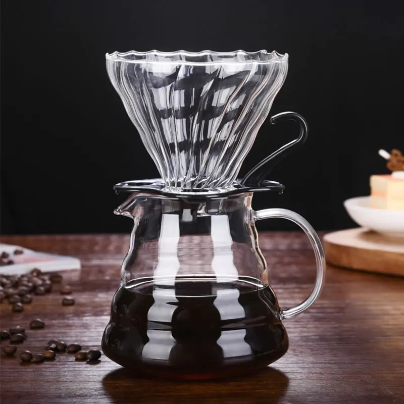 

1Pcs Glass Coffee Dripper Style Server Kettle Coffee Carafe Milk-tea Pot Coffee Percolators with Handle 250ml/360ml/600ml