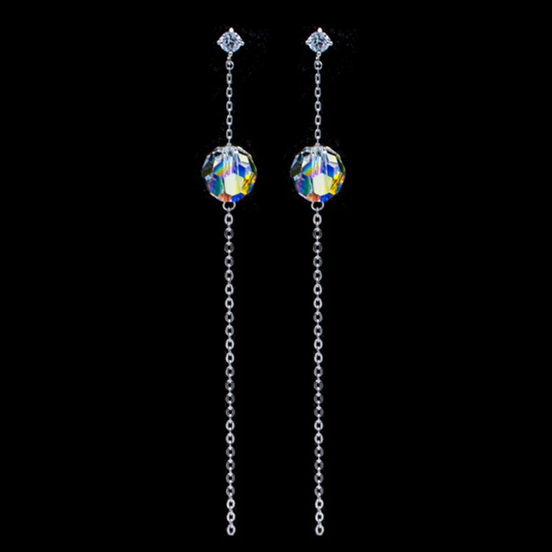 Натуральные кристаллы Сваровски бусины с шариками длинная цепочка