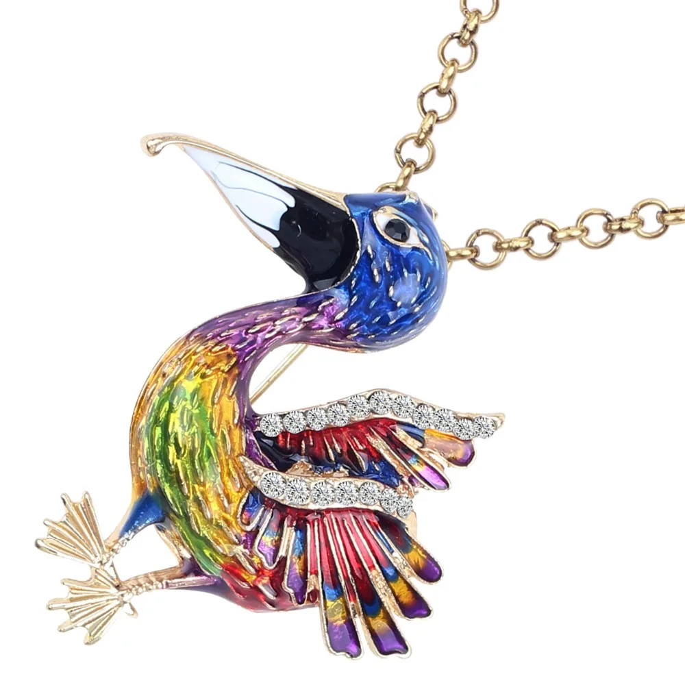 WEVENI Metal Enamel Rhinestone Novelty Bird Necklace Pendant Chain Choker Animal Alloy Jewelry For Women Girls 2018 News Bulk | Украшения и