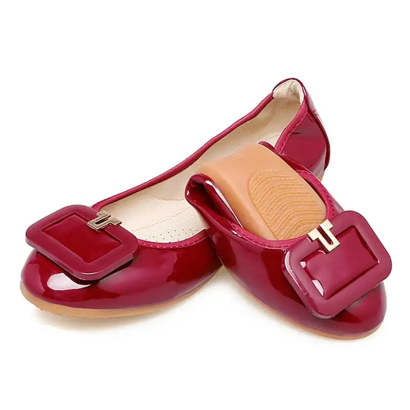 2542 wine red Большие размеры 34-43; женская обувь; складные балетки на плоской подошве из искусственной кожи; сезон весна-лето; женские туфли на плоской подошве; Модные женские лоферы - Цвет: 2542 wine red