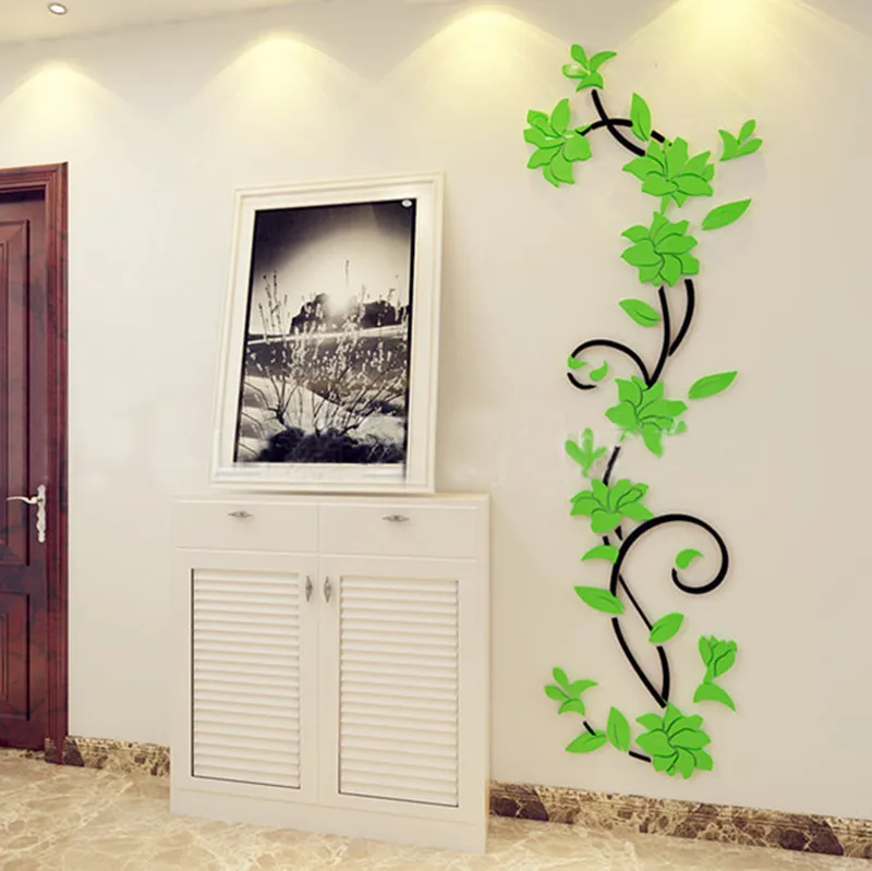 3D Modern Style Crystal Stereo Wall Sticker Rose Screen Corridor TV Background Decoration Acrylic Living Room Sticker|Наклейки на