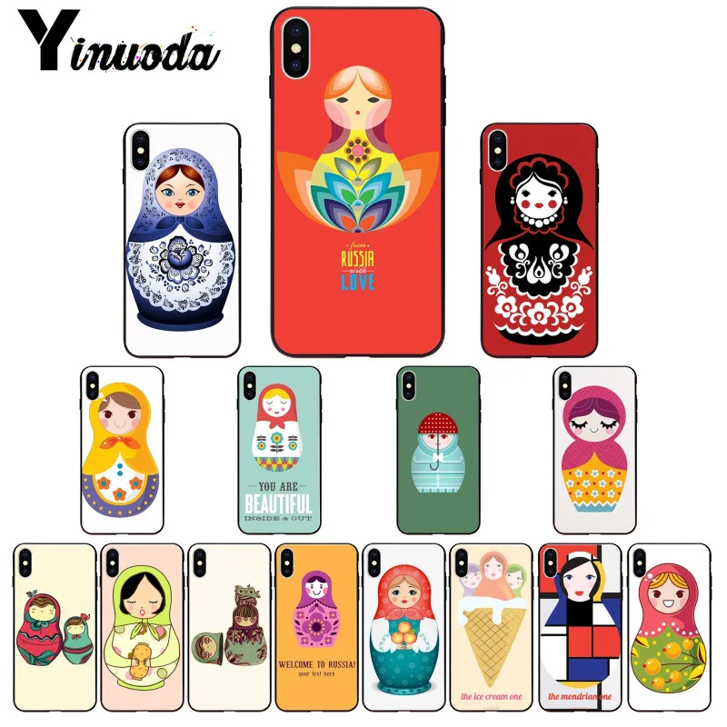11pro MAX Русская Матрешка черный мягкий чехол для iPhone 6S 6plus 7plus 8 8Plus X Xs 5 5S