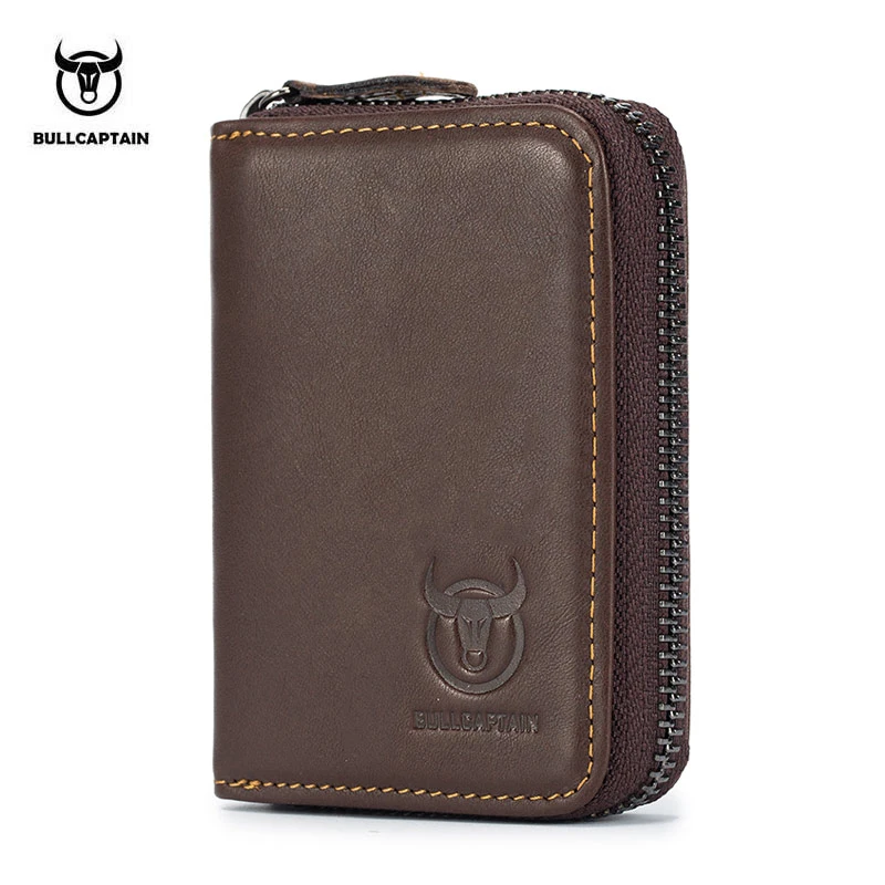 Женский и мужской кошелек BULLCAPTAIN из натуральной кожи на молнии с отделением для