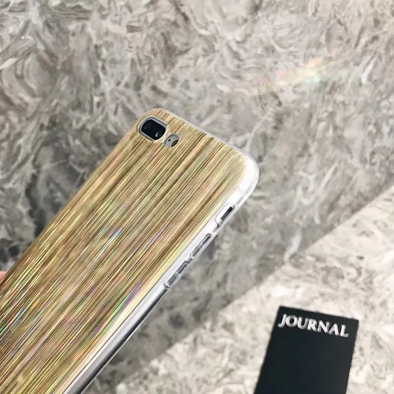 Роскошный красочный чехол для телефона iPhone X крутой лазерный Радужный блестящий 8