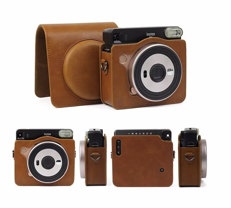Чехол для камеры FUJIFILM Instax SQUARE SQ6 в винтажном стиле из искусственной кожи на ремне, сумка для переноски, защитный чехол, прозрачный чехол