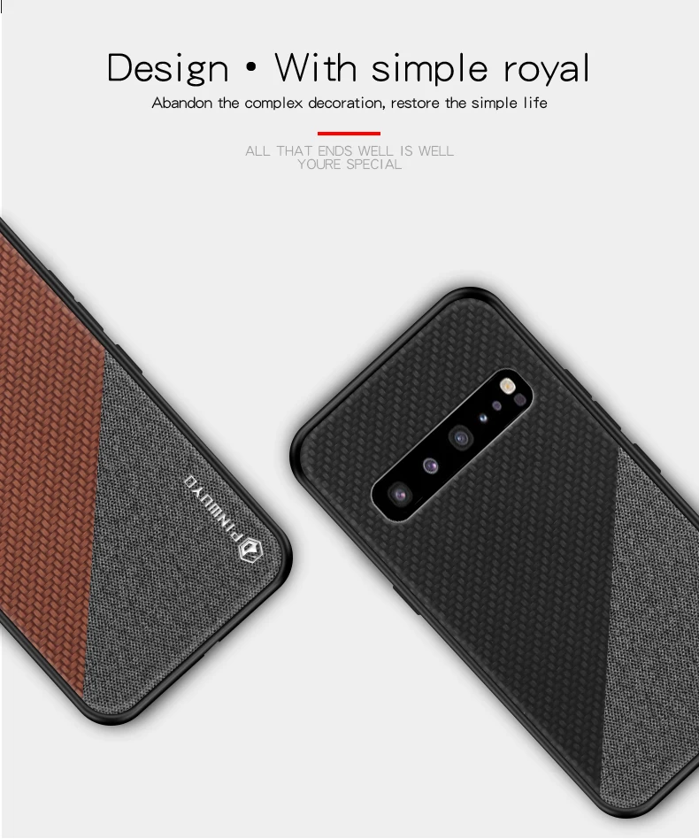 PINWUYO Fitted Case For Samsung Galaxy S10 5G Phone Shell 6.7 inch Classic Fabric Double Colors Weaving Cover | Мобильные телефоны