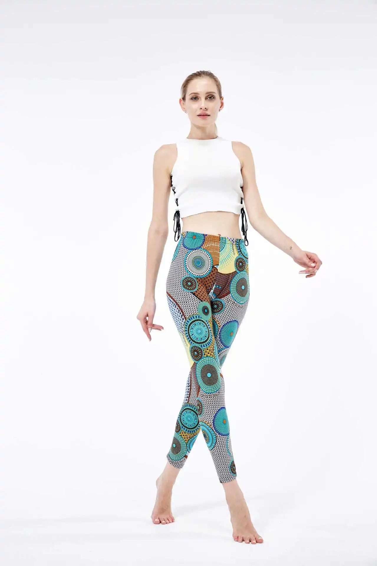 Ladies Bright Geometric Pattern Paisley Print Leggings Buttery Soft Leggings Women Pant Legging