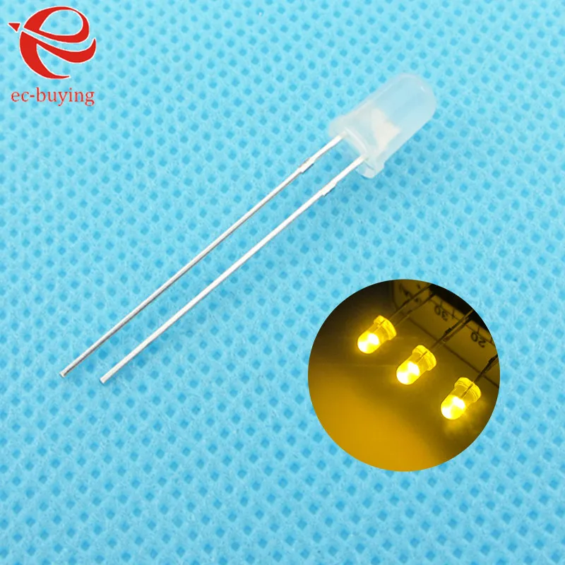 3mmYellow LED Круглый светоизлучающий диодный рассеянный ламповый шарик плагин DIY Kit