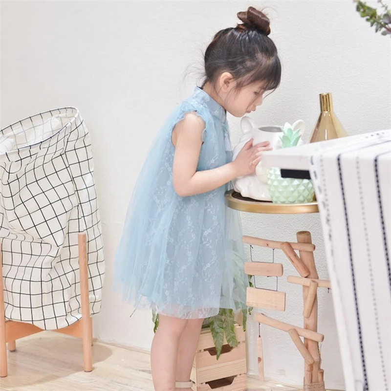 Современное платье Чонсам для девочек коллекция 2019 года красивая летняя детская