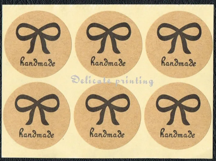 100 шт./лот ручной работы бант крафт бумага клейкая этикетка для выпечки
