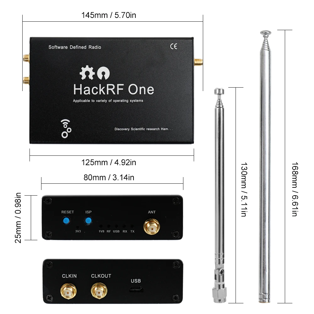 HackRF One программно определяемое радио RTL SDR 1 МГц до 6 ГГц 8 битная четырехугольник