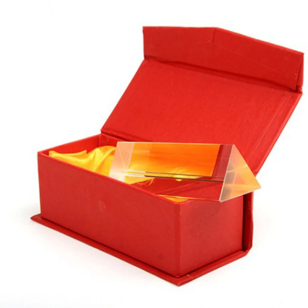 10CM Optical Glass Triple Triangular Prism Physics Teaching Light Spectrum Gift Box | Канцтовары для офиса и дома