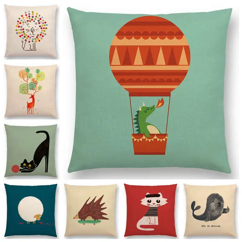 Чехол для подушки с забавными рисунками милых животных теплые сердца хорошие