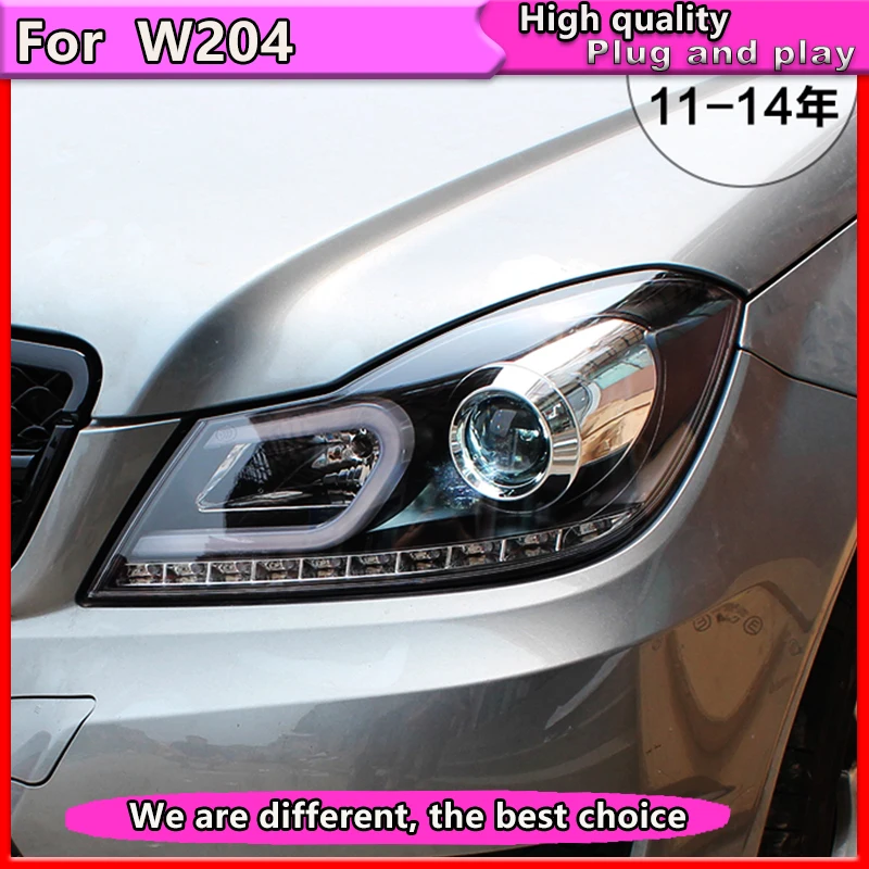 Стайлинг автомобиля для W204 C180 C200 C260 фары 2011 2013 светодиодный ная фара DRL линза