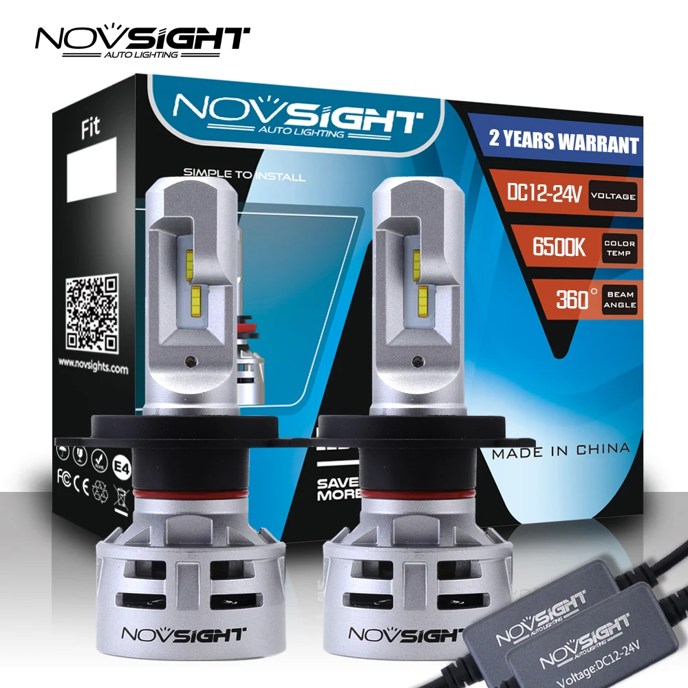 Светодиодная лампа NOVSIGHT для авто H4 Hi/Lo H7 H11 9005 9006 HB3 CSP Chips 6500K 60 Вт 10000LM фара