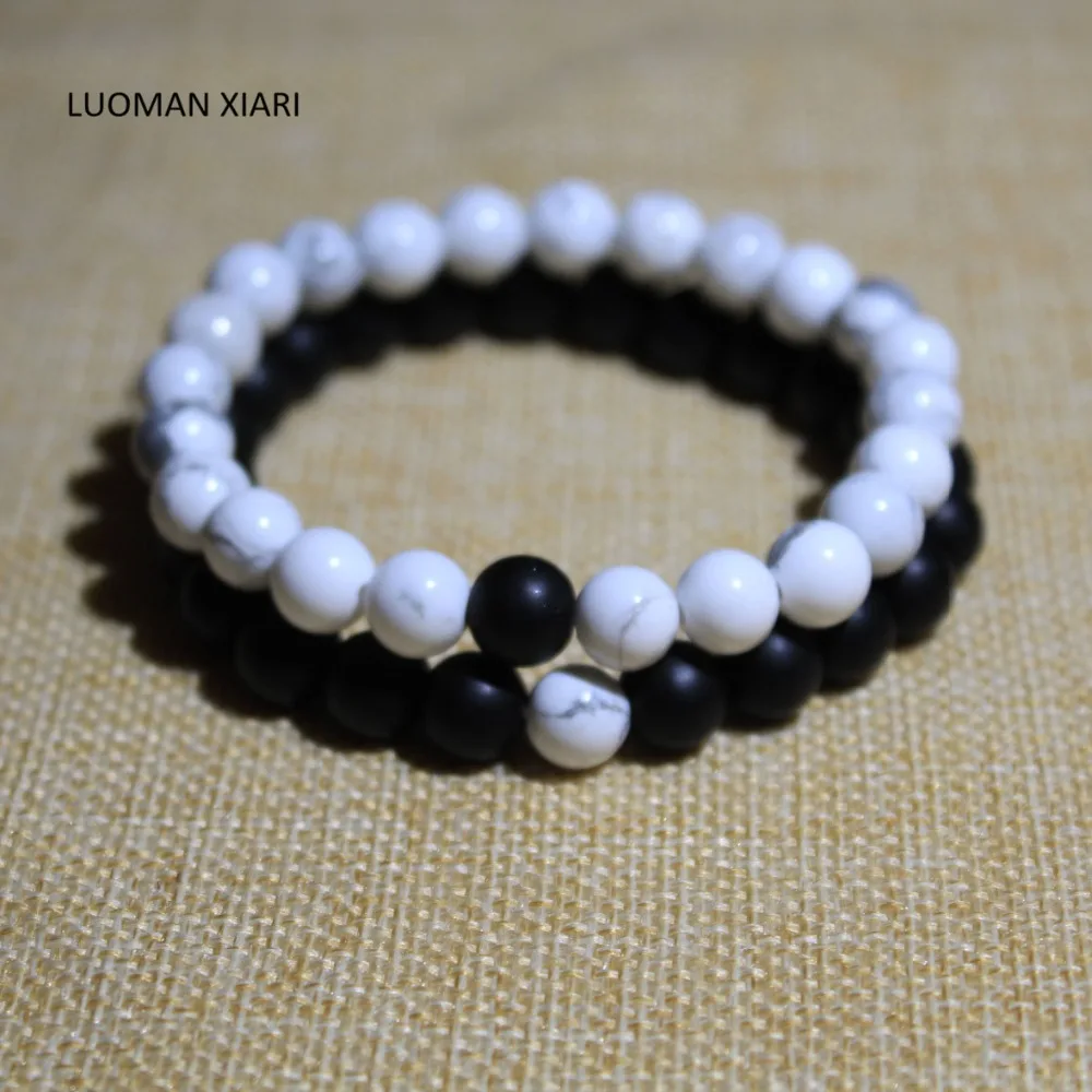 Оптовая продажа натуральные матовые черные бусы Howlite из камня Агата 2 шт./компл.