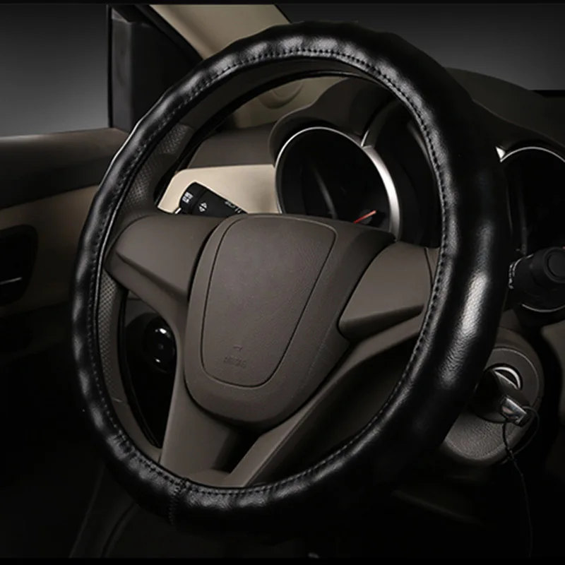 36-47cm Genuine Leather Auto Truck Bus Steering Wheel Cover For Daewoo Volvo Man Renault DAF Isuzu Mitsubishi Car Styling