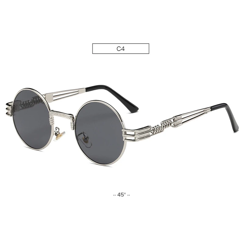Fashion Gold Metal Round Sunglasses Mens Gothic Steampunk Mirrored Womens Retro Vintage Eyewear Black Sun Glasses | Аксессуары для