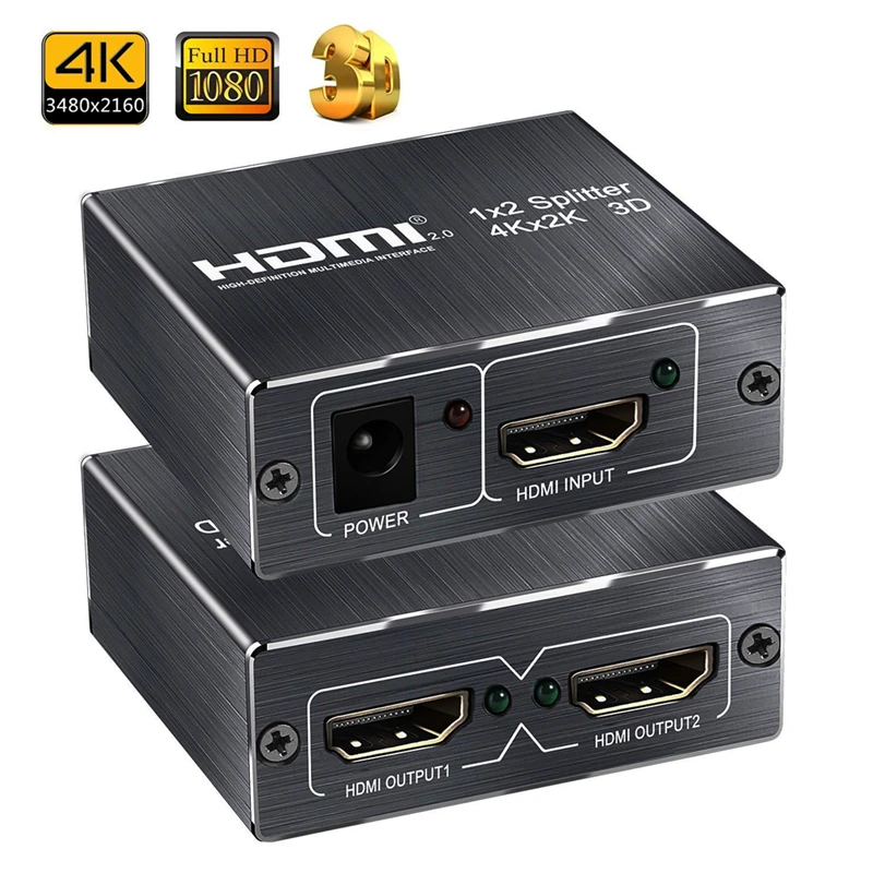 4K UHD HDMI сплиттер 2,0 HDR 1x2 HDMI 2,0 сплиттер 4K 60Hz(YUV4: 2: 0) HDCP 1,4 сплиттер HDMI 2,0 1 в 2 выход для Blu-Ray DVD PS4