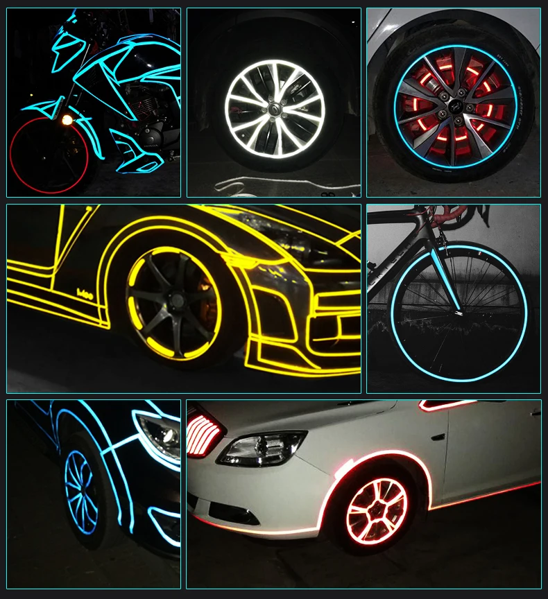 

1 Set 1cm*45m Car Wheel Strips Wheel Tire Reflective Sticker Tape Motorcycle Car Decal Colorful Car Stickers Protector Decors