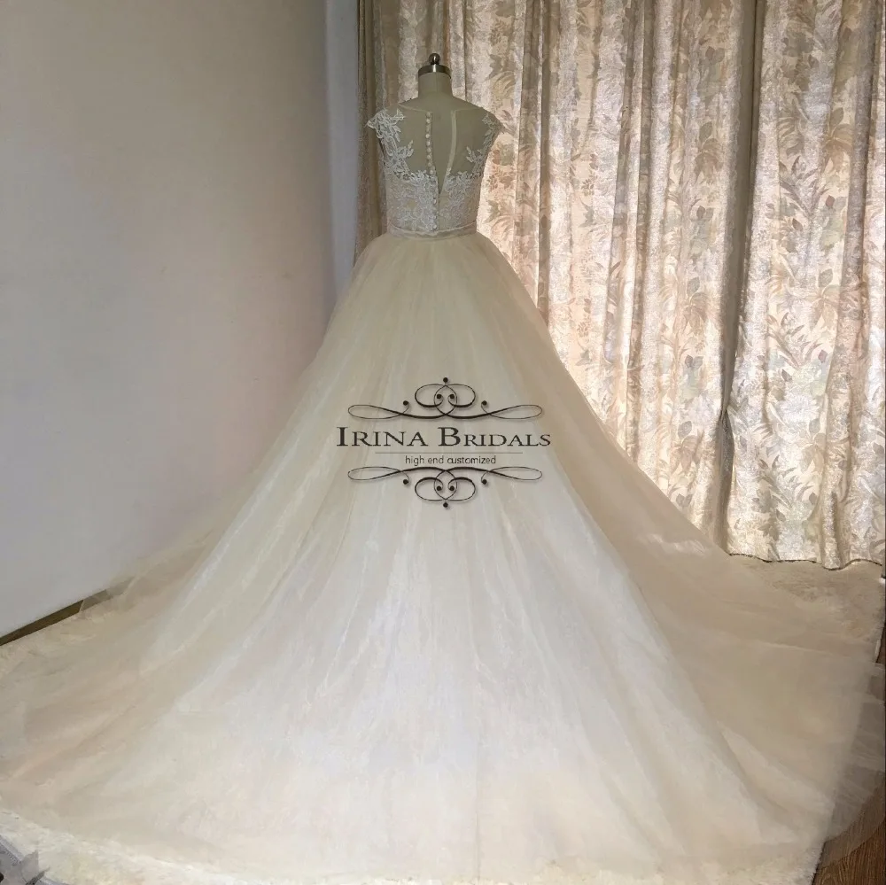 Реальные фотографии свадебное платье Русалочки с рукавами-крылышками и