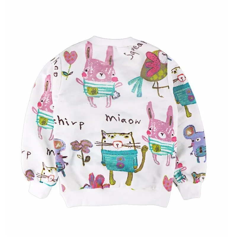 Animal Children Sweatshirt Girls Sweater Cotton Cartoon Kids Pullover Outfit Tops T-Shirts Girl Jumper 2-7Years Jersey Blouse | Детская
